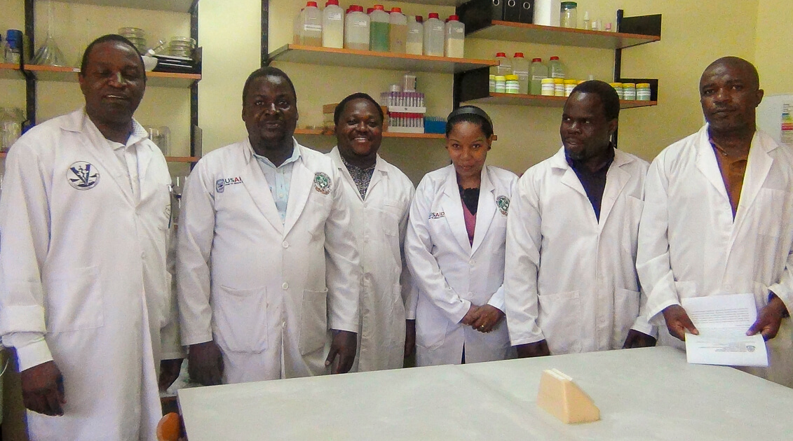Laboratory users - From left: Prof Robert Max, Mr Ignatus Kiiza, Dr. Benigni Temba, Dr. Frida Mgonja, Dr. Shaban Mshamu, Dr. Lusekelo Mwangengwa