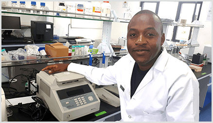 Dr. Gama Bandawe in his lab at the Malawi University of Science and Techology