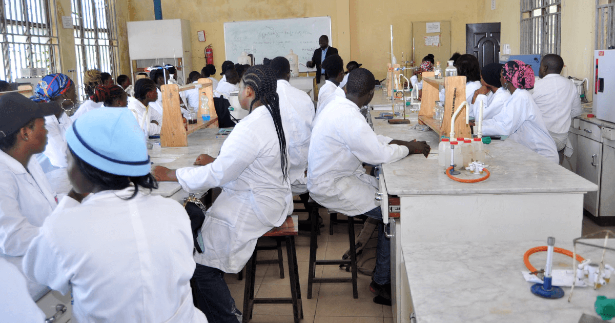 Students working in the lab in the Department of Chemical Sciences at Olusegun Agagu University of Science and Technology