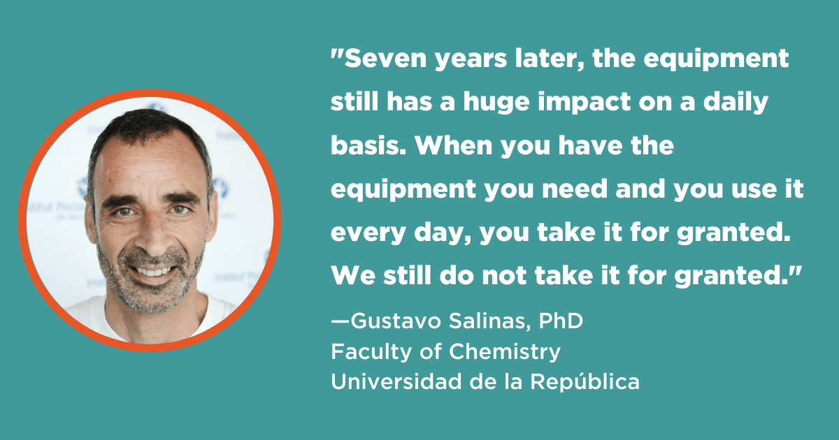 Gustavo Salinas: ""Seven years later, the equipment still has a huge impact on a daily basis. When you have the equipment you need and you use it every day, you take it for granted. We still do not take it for granted."
